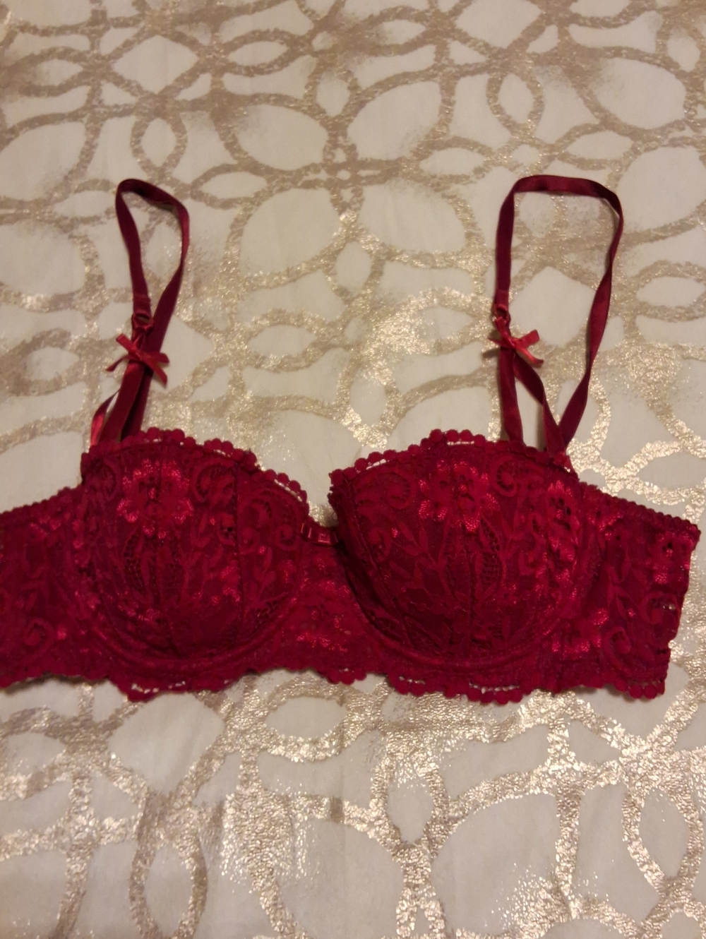 Red Lace Balconette Bra - Women's Intimates